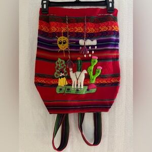 Peruvian Handwoven Wool Drawstring Backpack